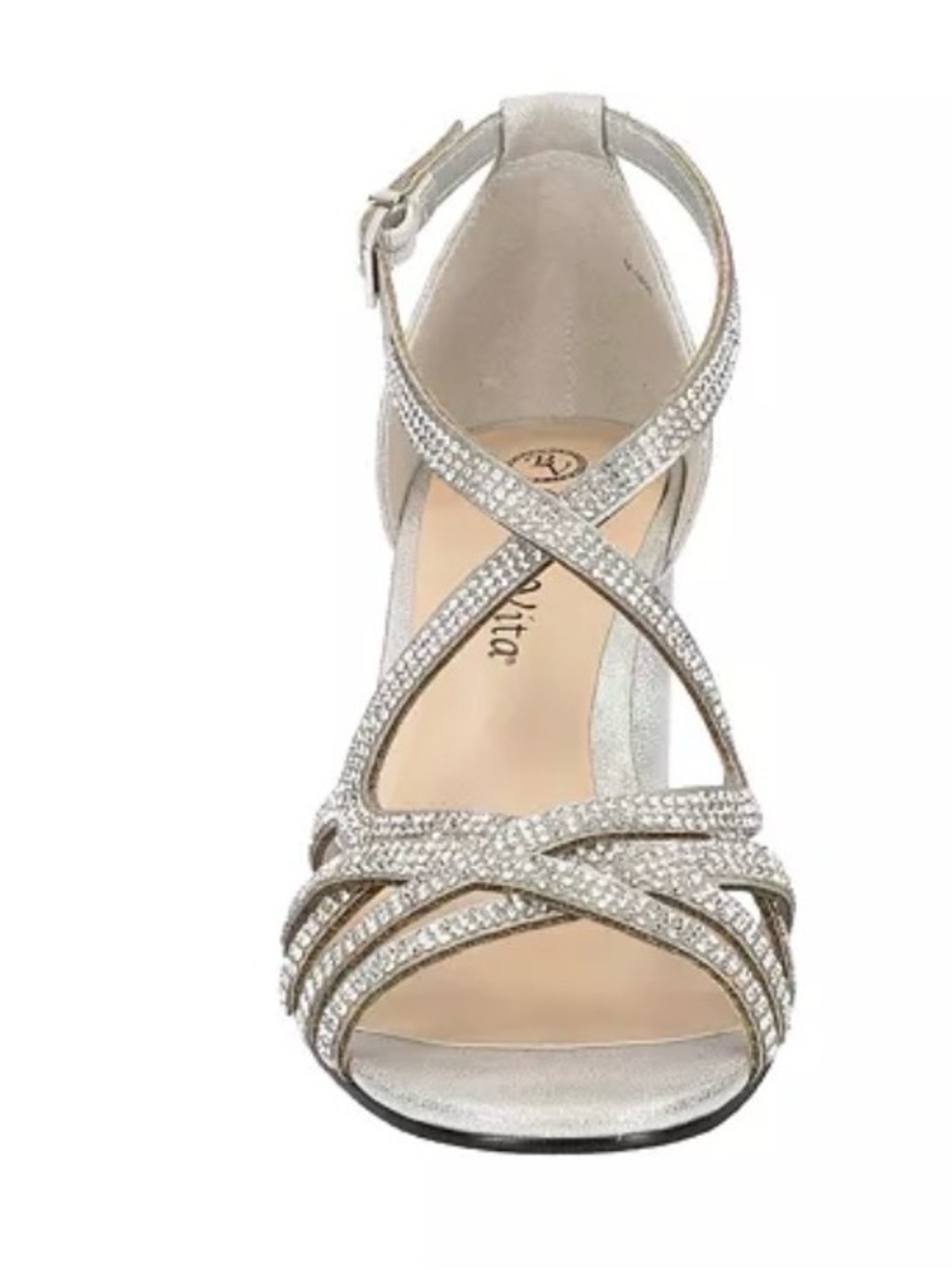 Bella Vita  Silver Rhinestone Strappy Block Heel Dress Sandals Evening Shoe 8M
